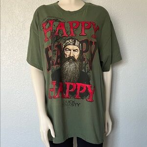 Duck Dynasty Phil Robertson “Happy Happy Happy” Tee Green Size Large